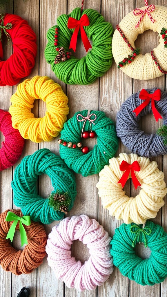 christmas yarn wreath ideas