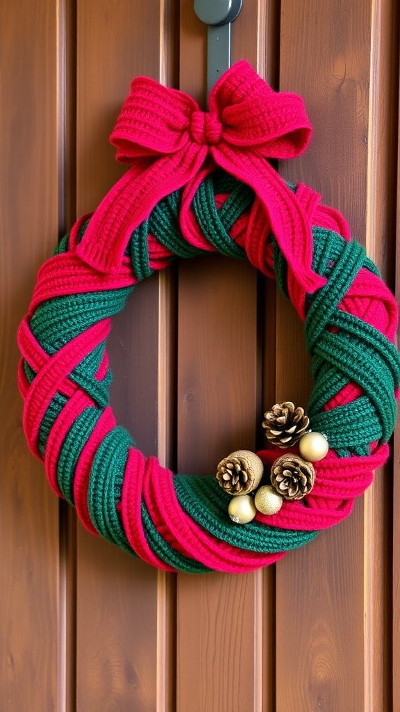 Classic Red and Green Yarn Wreath