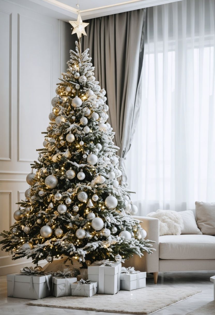 Classic White Tree with Silver Ornaments