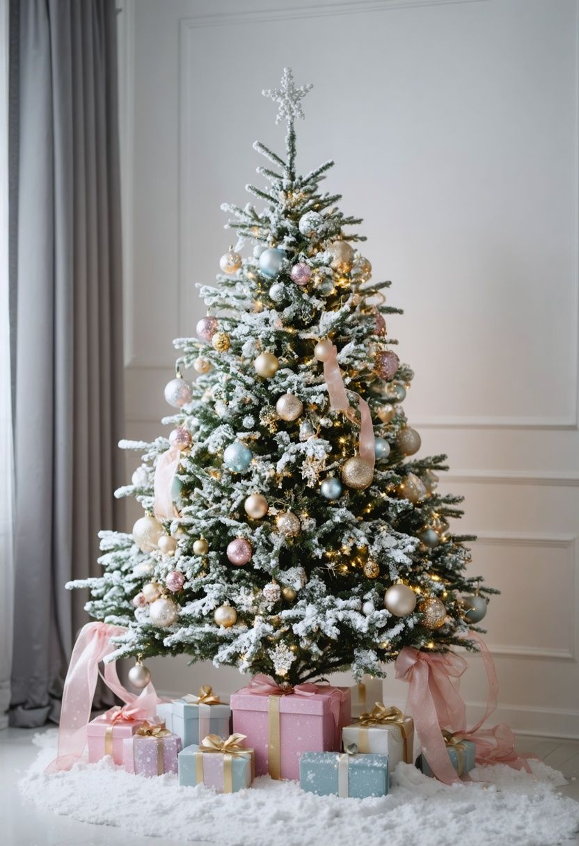 Frosted White Tree with Glitter Accents