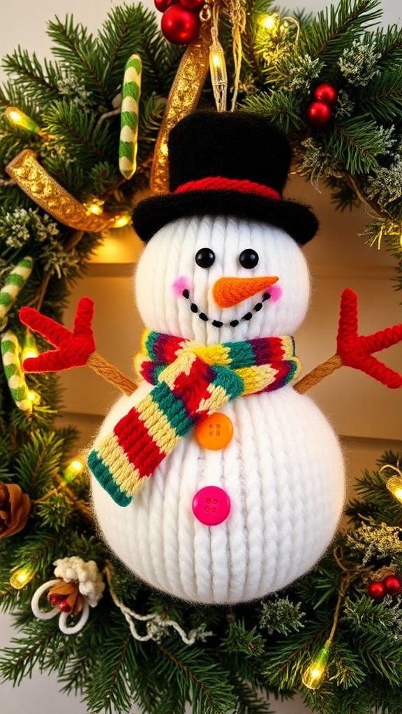 Frosty the Snowman Yarn Wreath