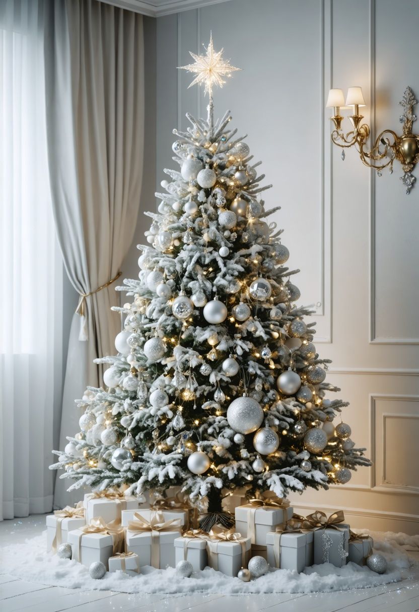 Glamorous White Tree with Crystal Accents