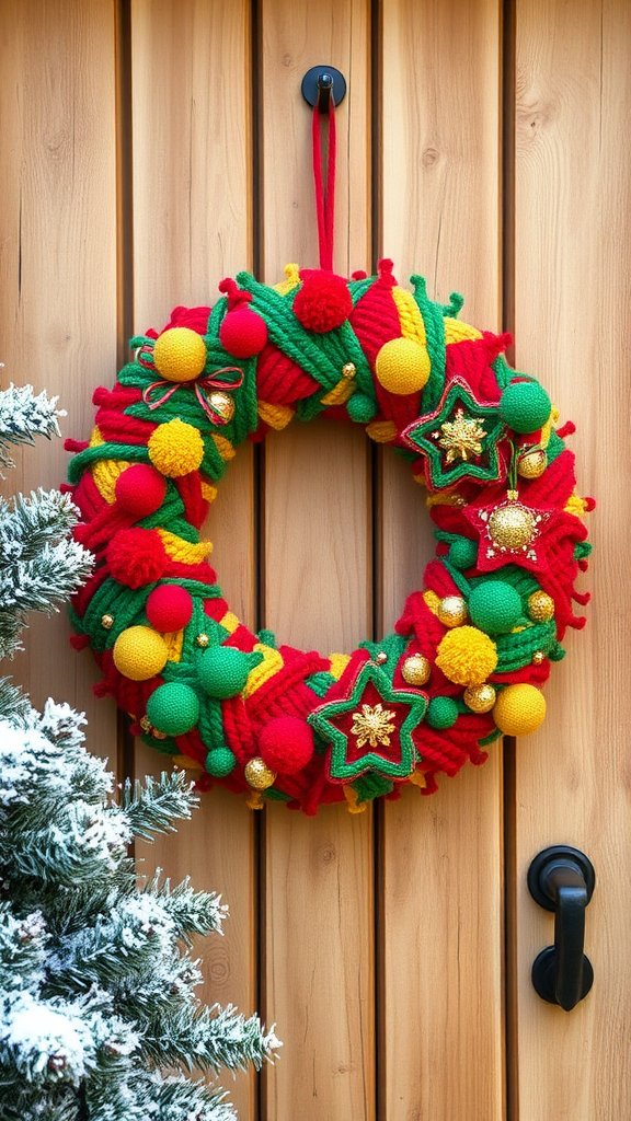 Joyful Christmas Yarn Wreath