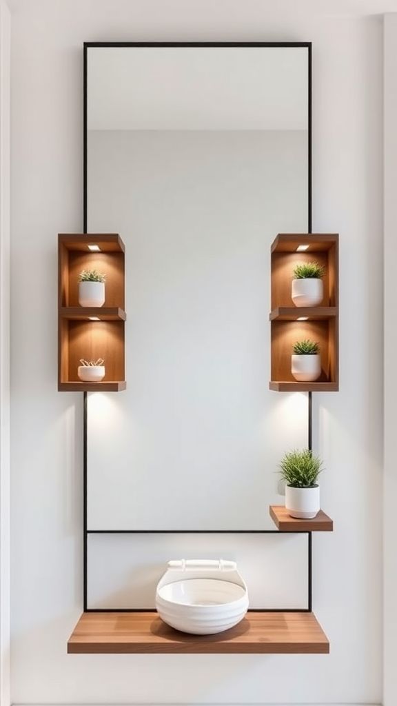 Mirror with Built-in Shelves