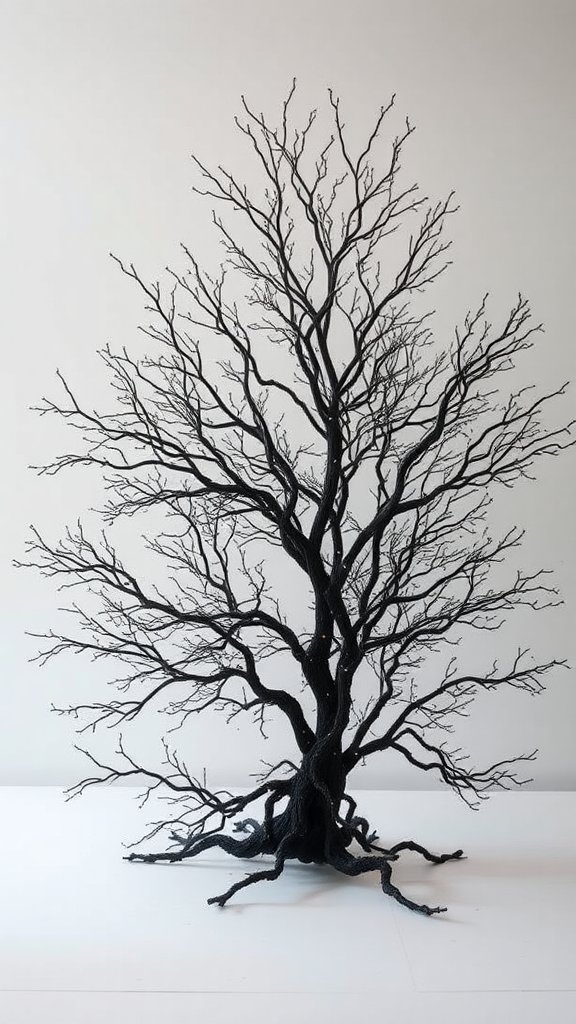 Modern Art Installation with Black Tree