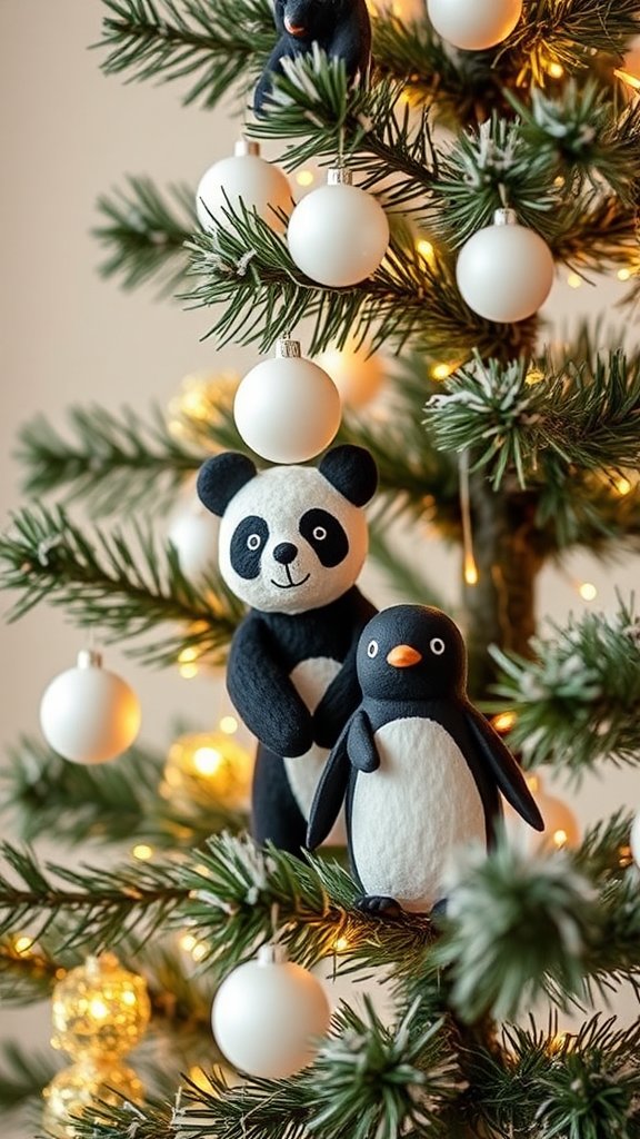 Playful Black and White Animal Figurines