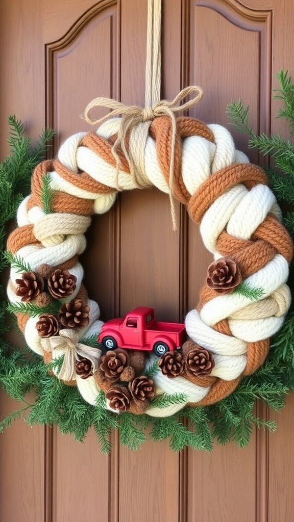 Rustic Farmhouse Christmas Yarn Wreath