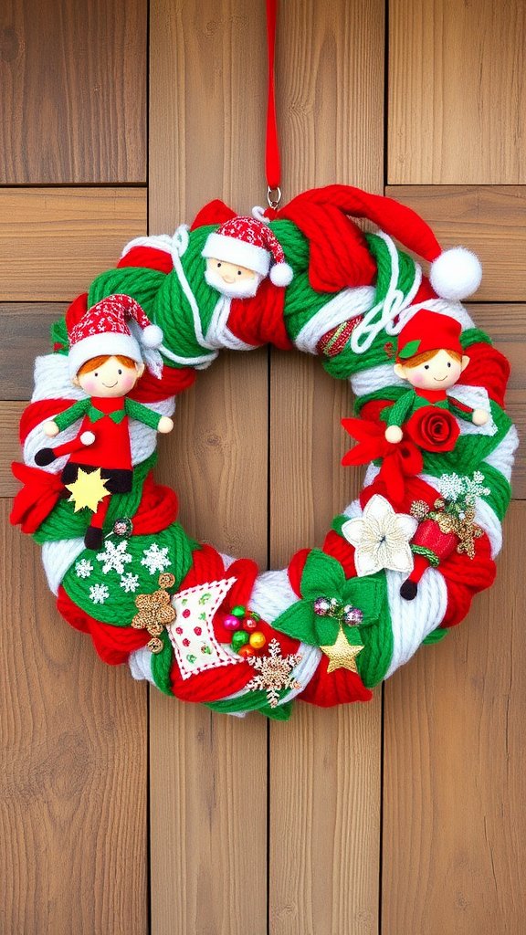 Santa’s Workshop Yarn Wreath