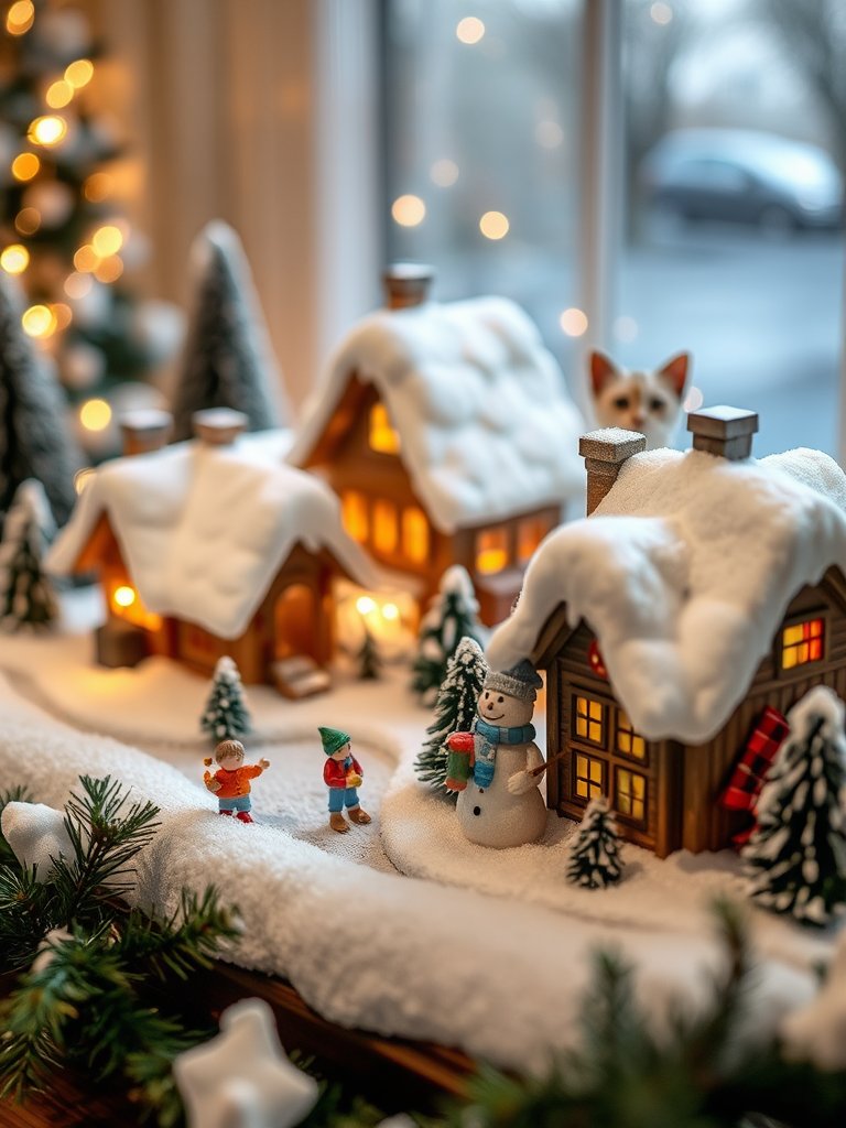 Snowy Village Tabletop Scene