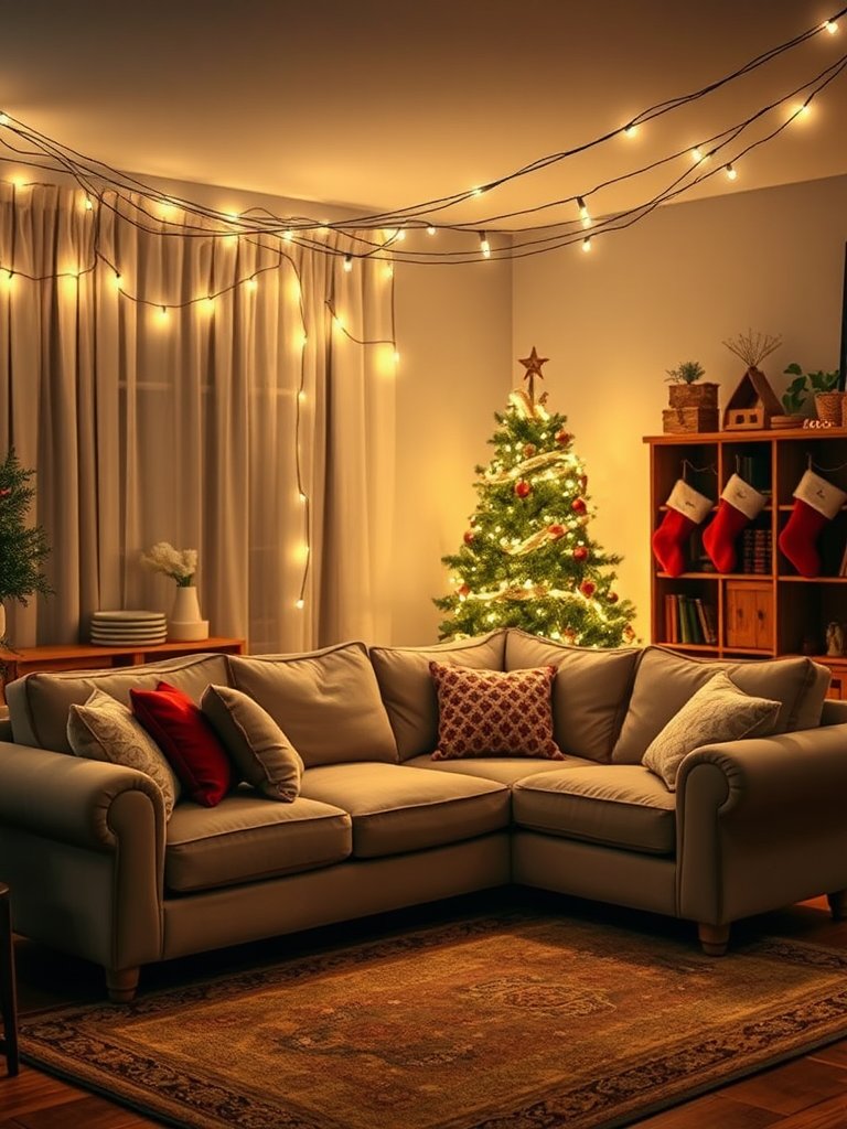 String Lights Draped Over Furnishings