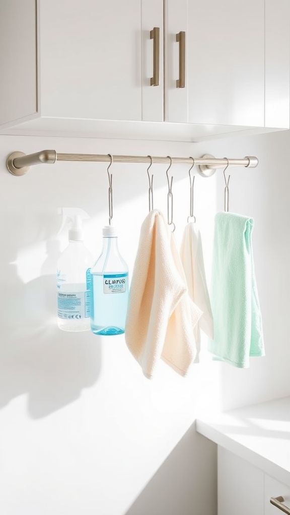 Use a Tension Rod for Hanging Sprays and Cloths