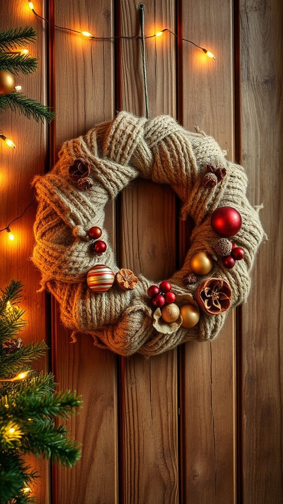 Vintage Christmas Yarn Wreath