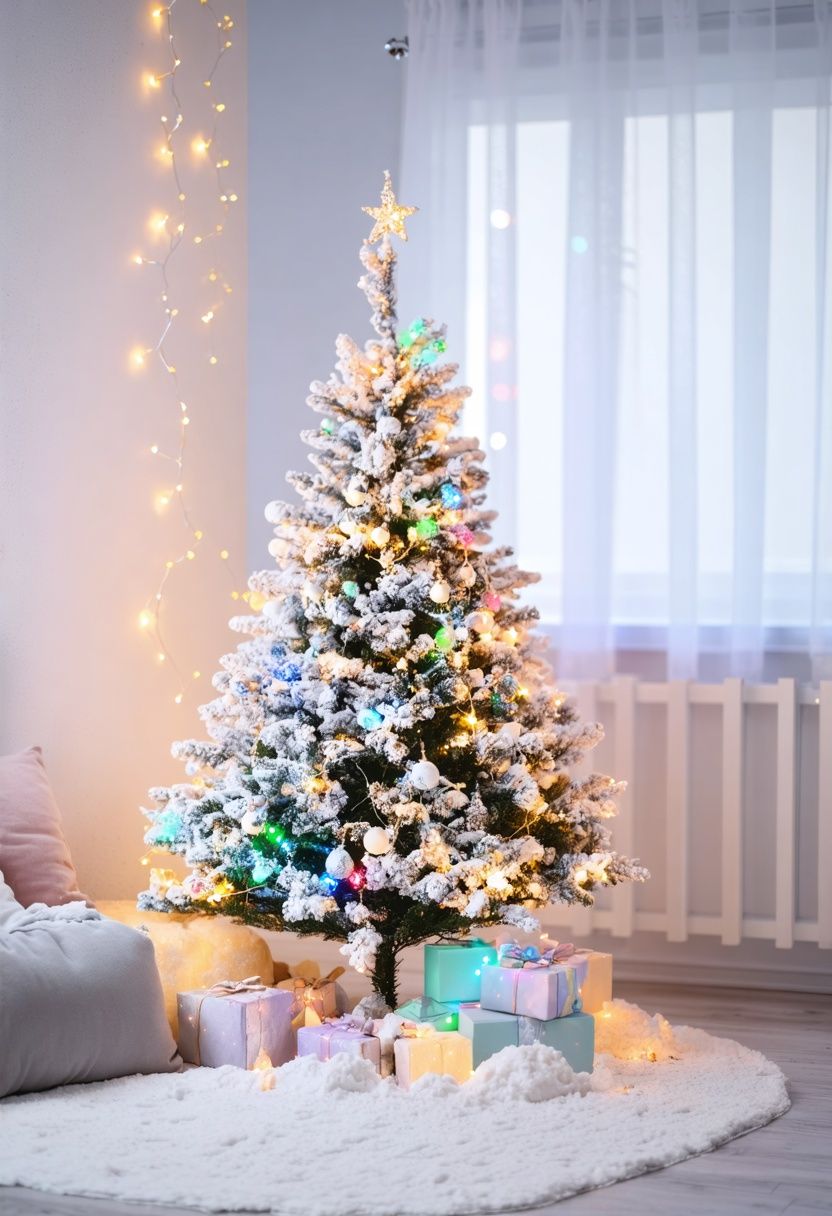 White Tree with Colorful Lights