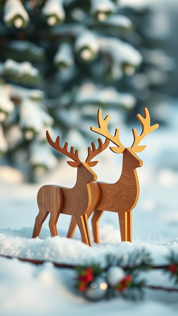 Wooden Reindeer Decorations