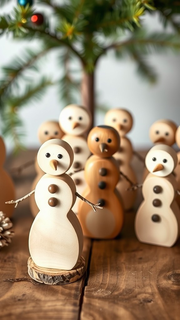 Wooden Snowman Figurines