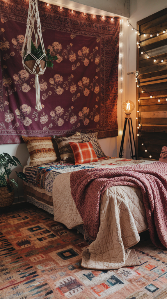 Bohemian Vibes with Burgundy Elements