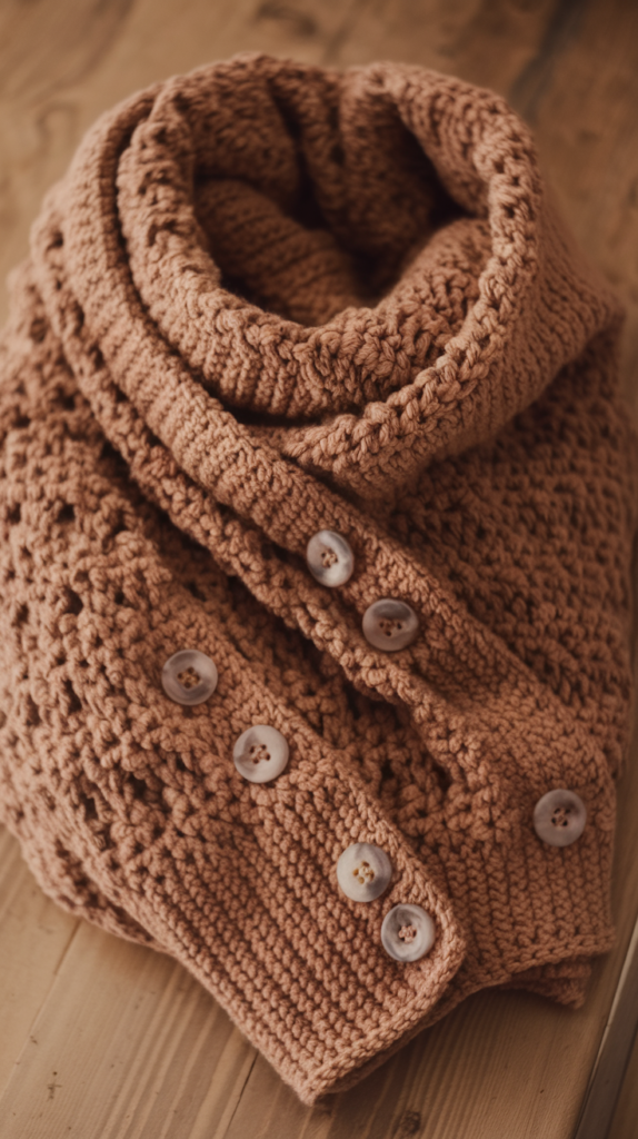 Cowled Scarf with Buttons