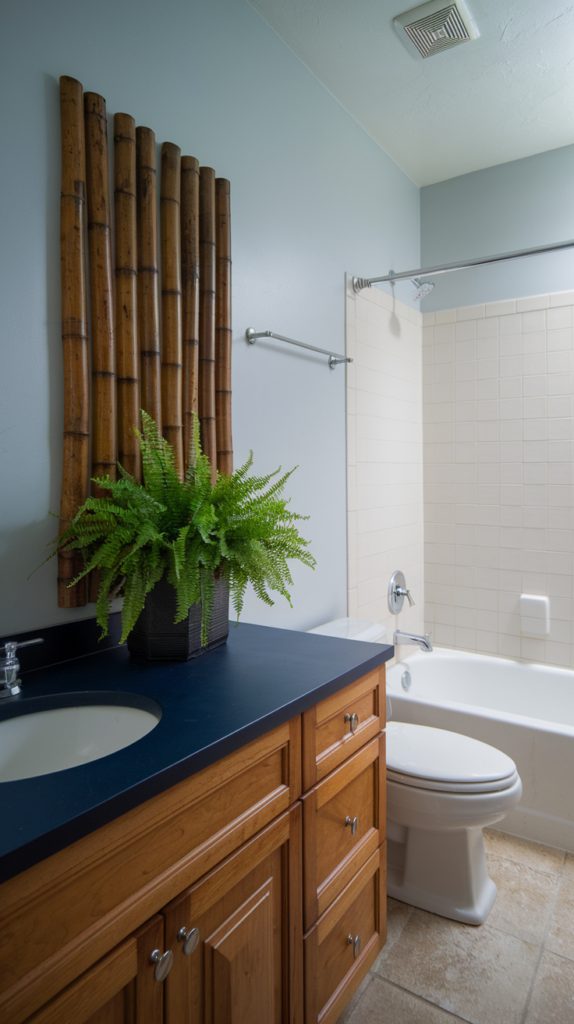 Dark Blue Countertops with Natural Elements