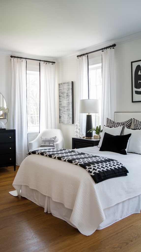 Layered White and Black Textiles