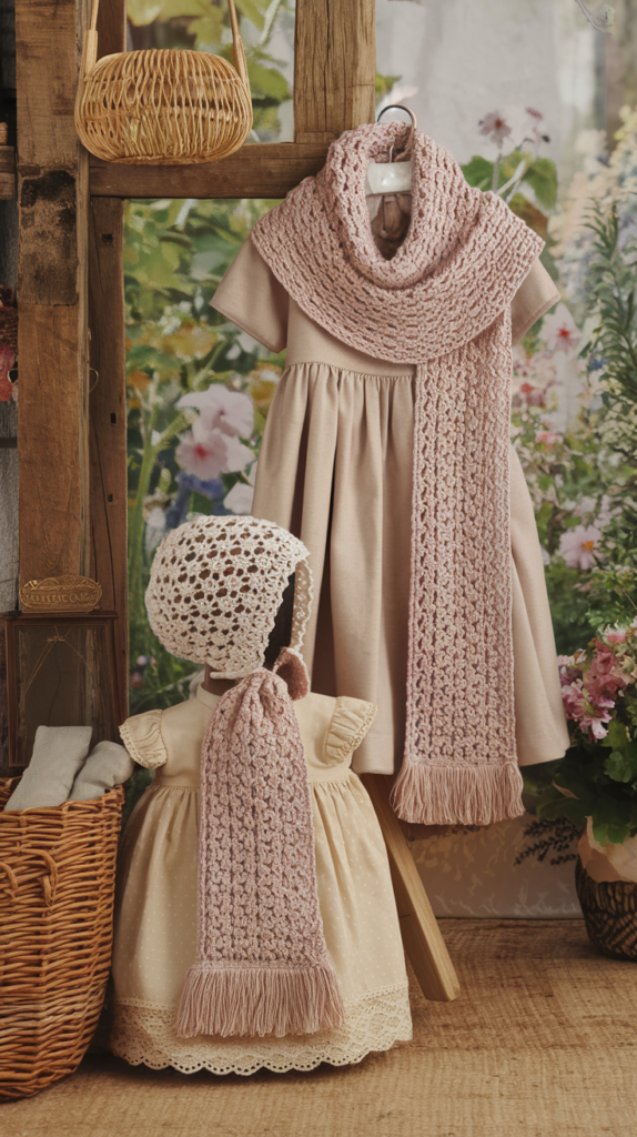 Lovely Crochet Bonnet and Scarf Set