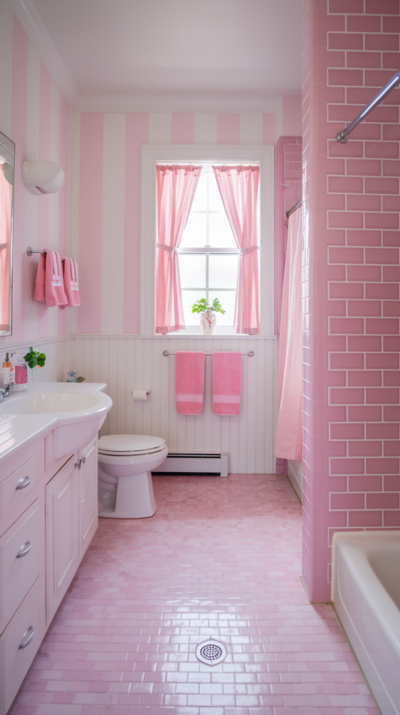 Soft Pink Tile Accent Walls