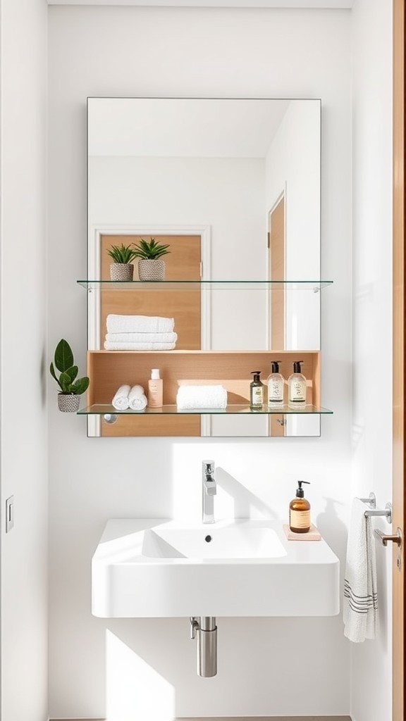 Add a Mirror with Built-In Shelves