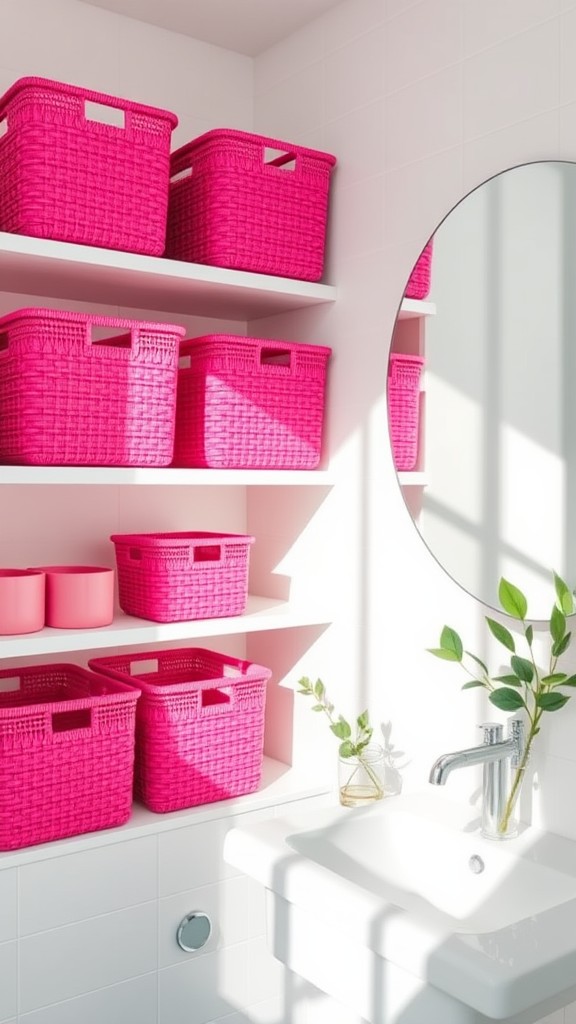 Bright Pink Storage Baskets