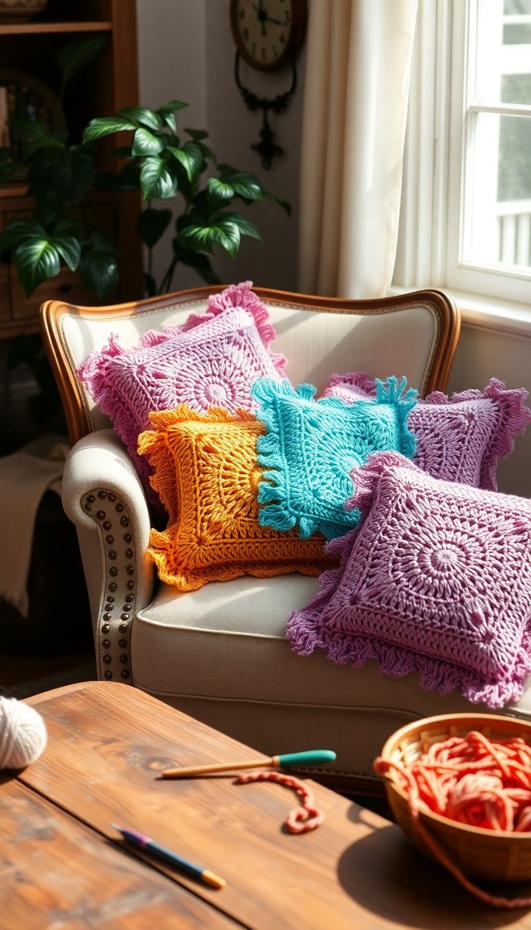 Colorful Granny Square Pillows