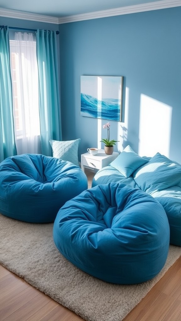 Cozy Blue Bean Bags for Relaxation