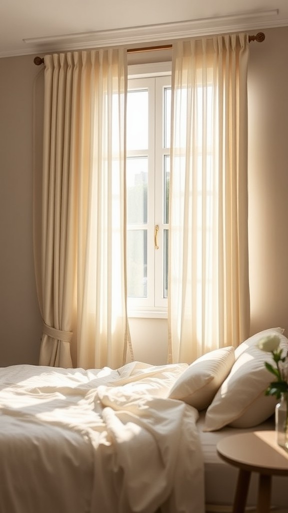 Cream Curtains with Sheer Panels