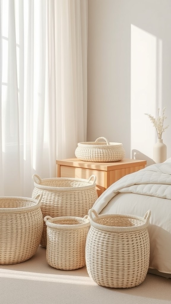 Cream Woven Baskets for Storage