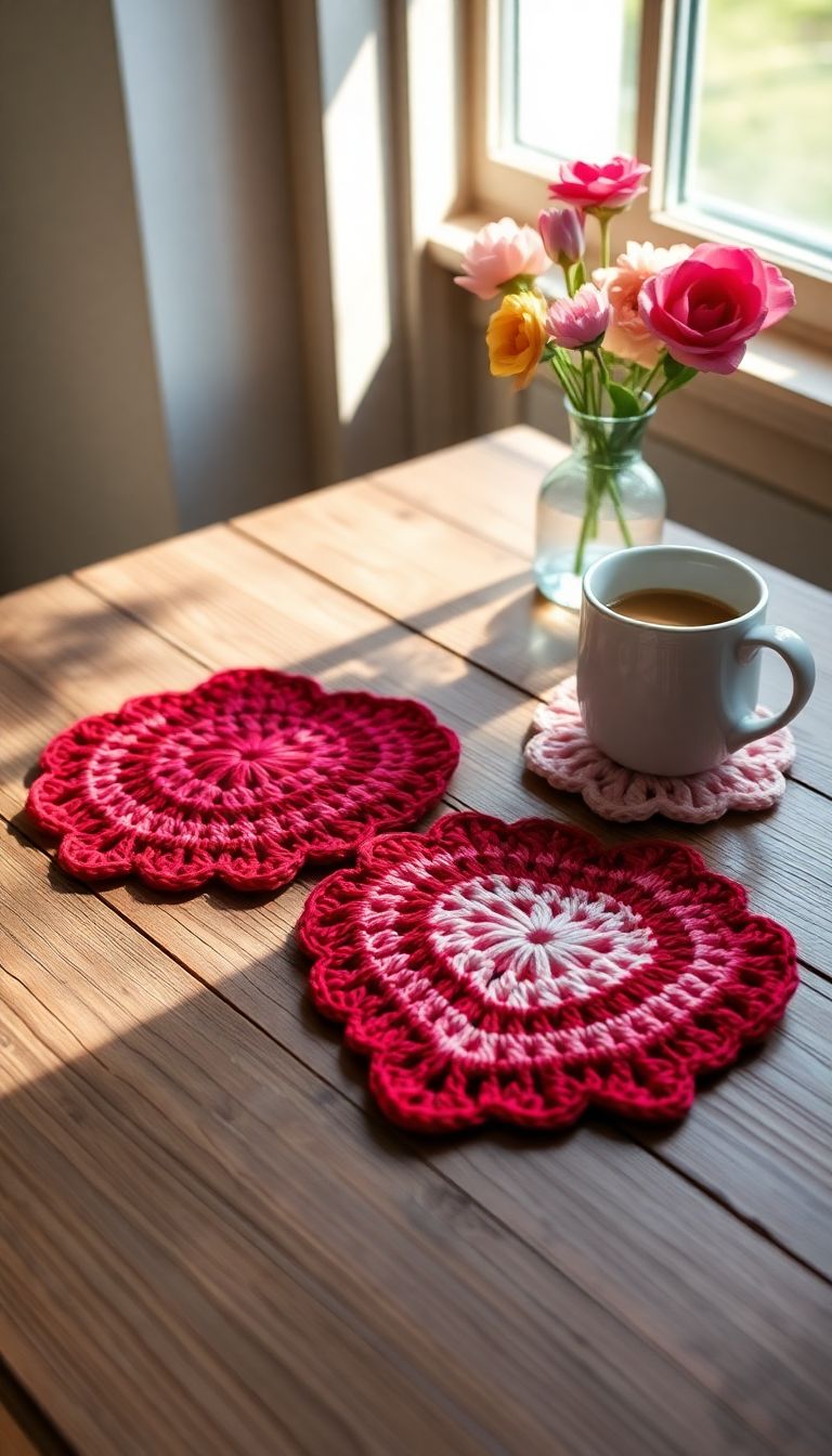 Crochet Heart Coasters