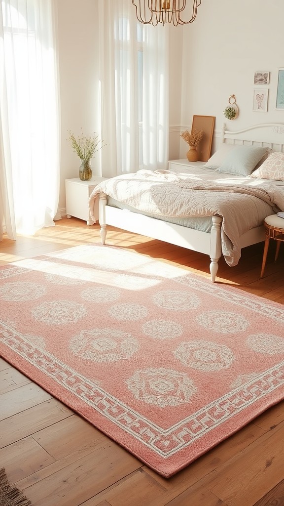 Dusty Pink Rugs with Geometric Patterns