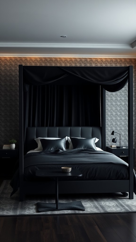 Experiment with a Black Canopy Bed