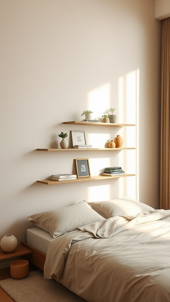 Floating Shelves in Beige for Storage and Display