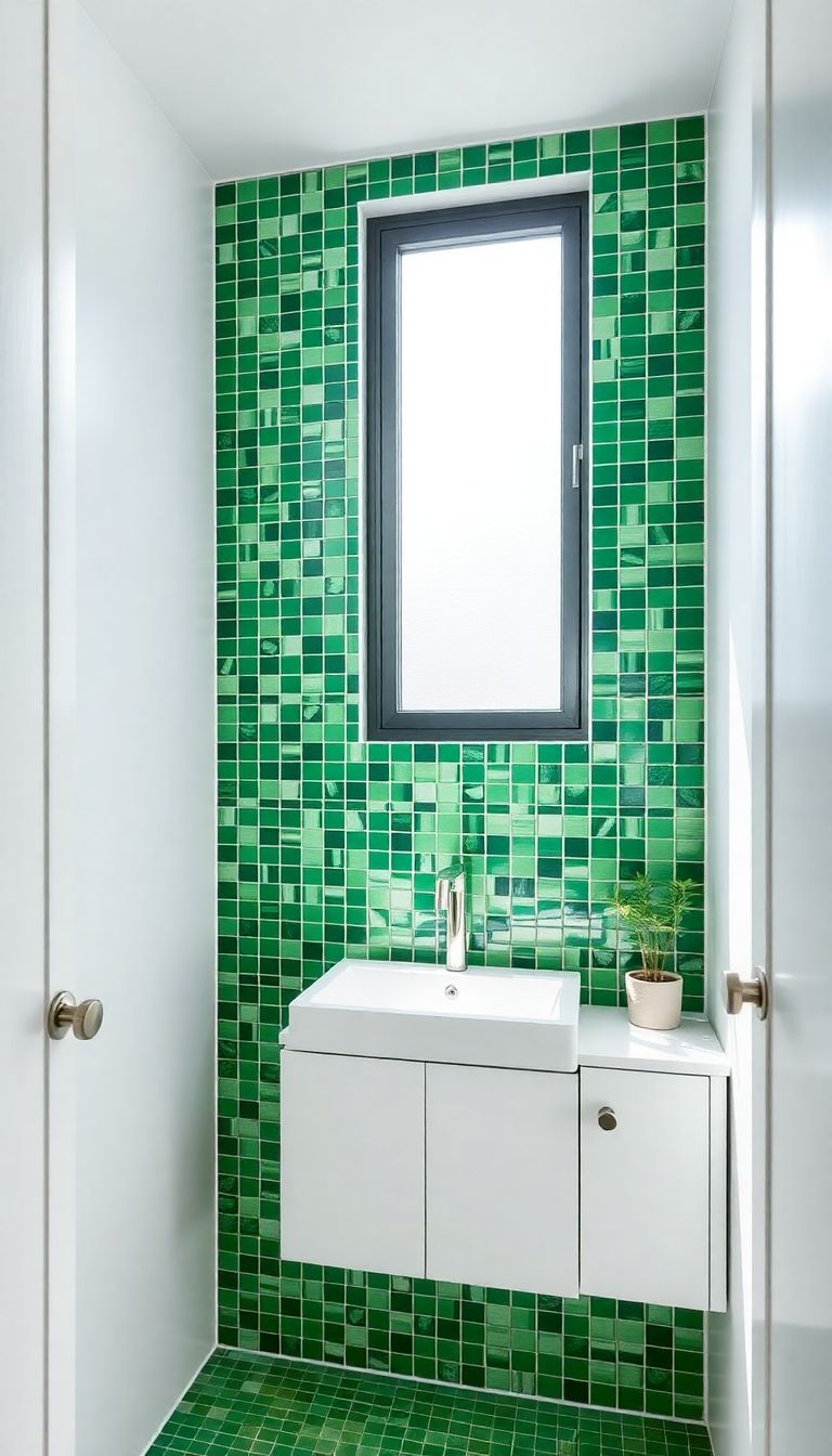 Green Mosaic Tile Backsplash