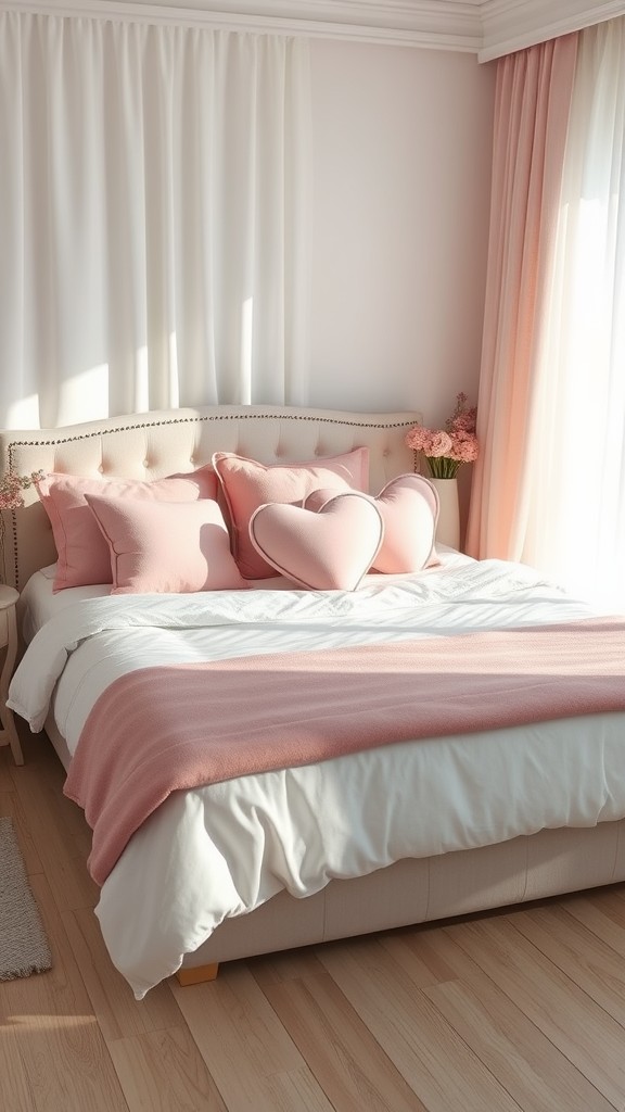 Heart-Shaped Pink Cushions