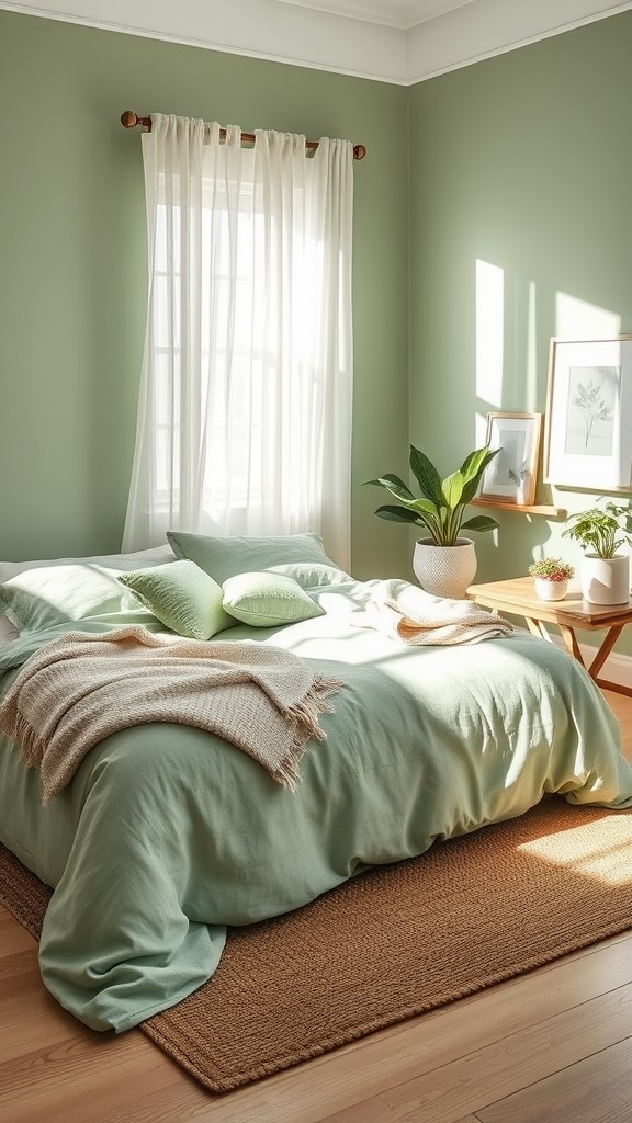 Mixing Sage Green with Natural Textiles