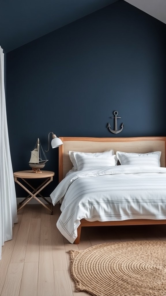 Nautical-Themed Navy Blue Bedroom