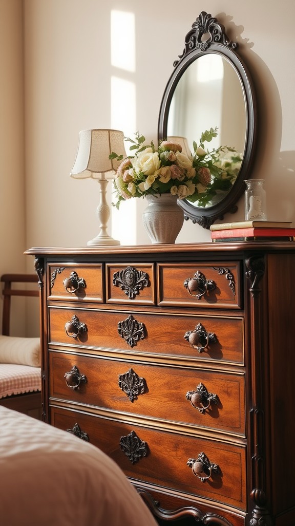 Old-fashioned Dressers with Pink Accents