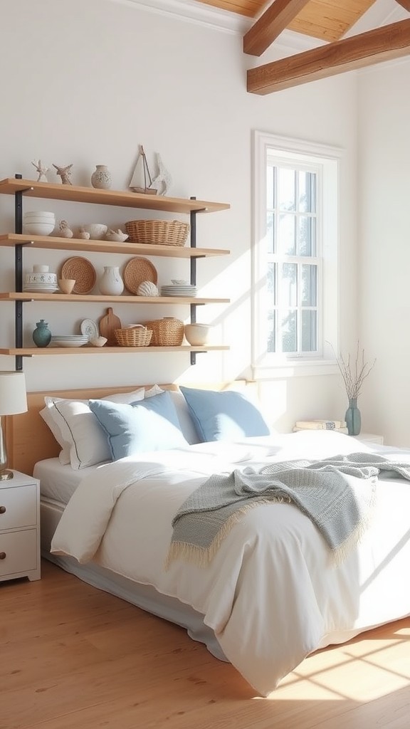 Open Shelving with Beach-Themed Decor