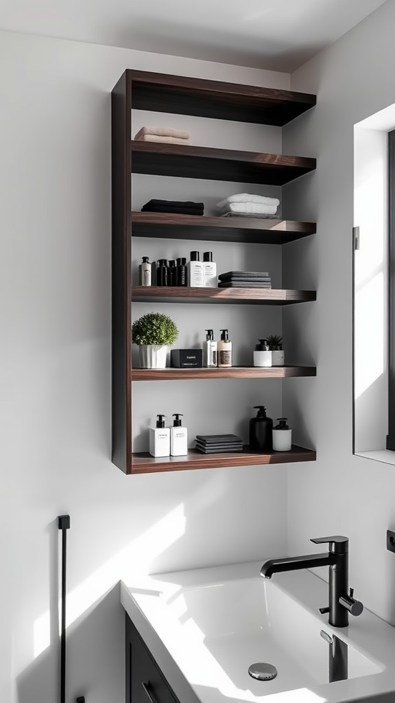 Open Shelving with Black Staining