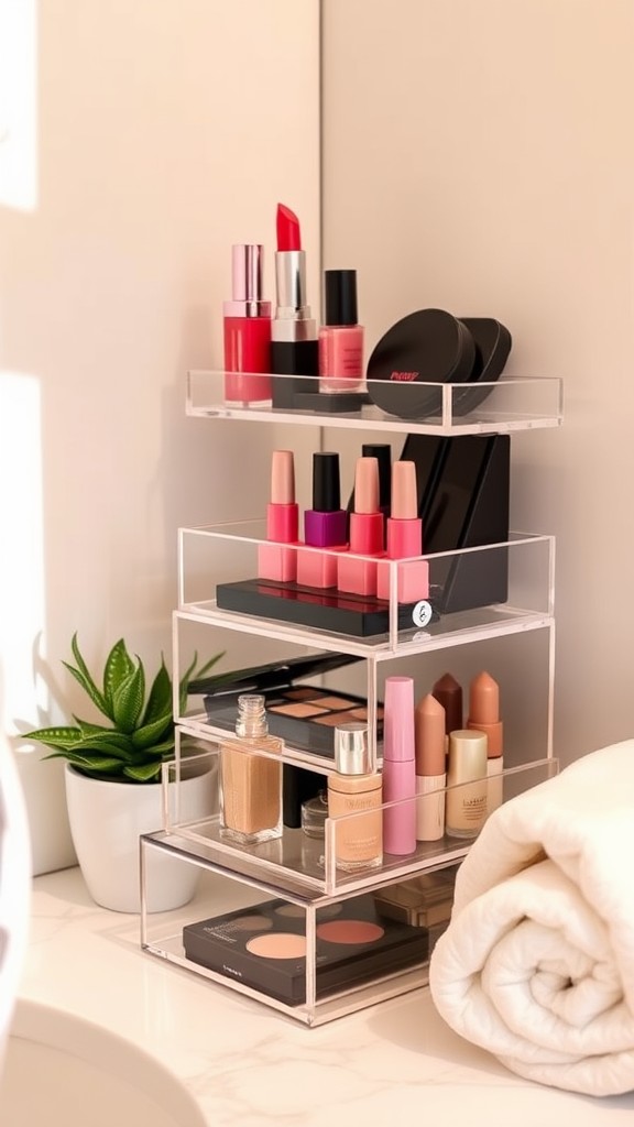 Organize Makeup with a Tiered Organizer