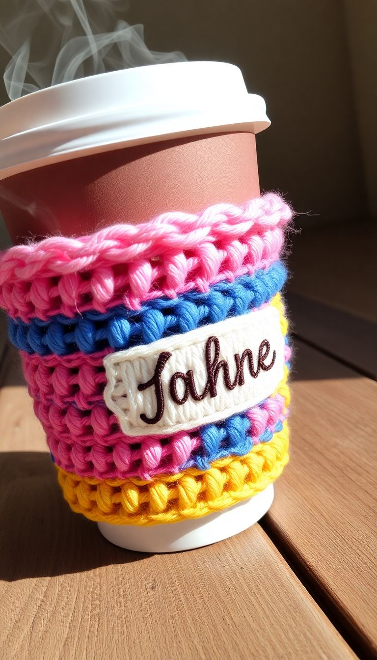 Personalized Crochet Cup Sleeve