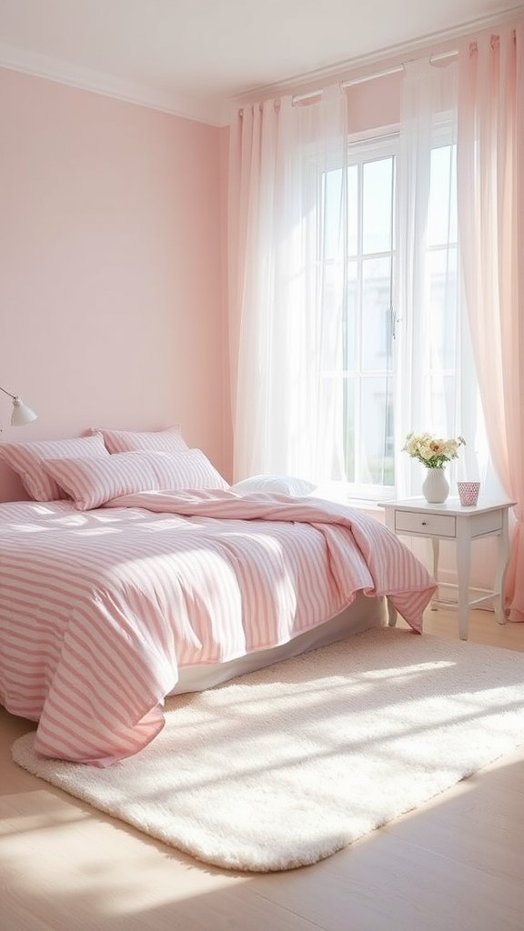 Pink and White Striped Bedding