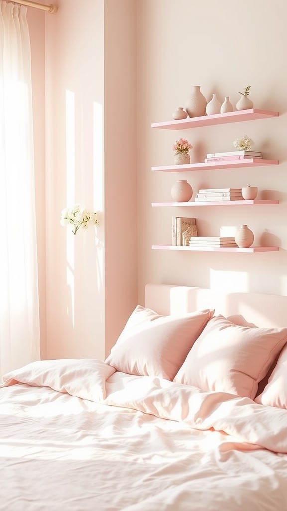 Pink Shelves with Decor