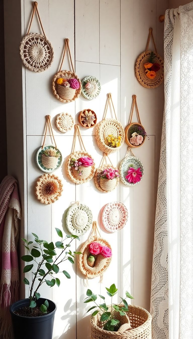 Playful Crochet Wall Baskets