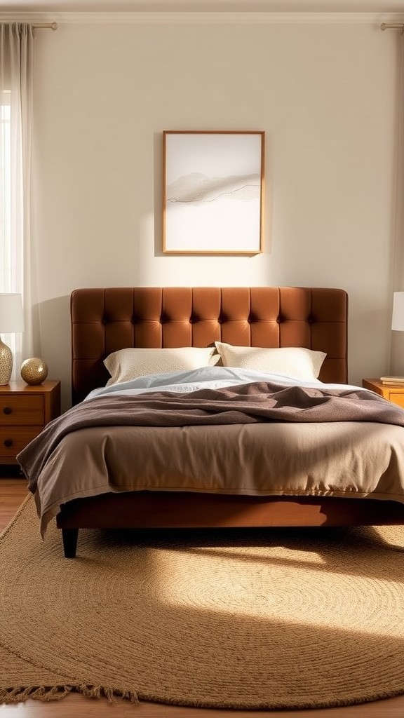 Plush Brown Upholstered Headboard