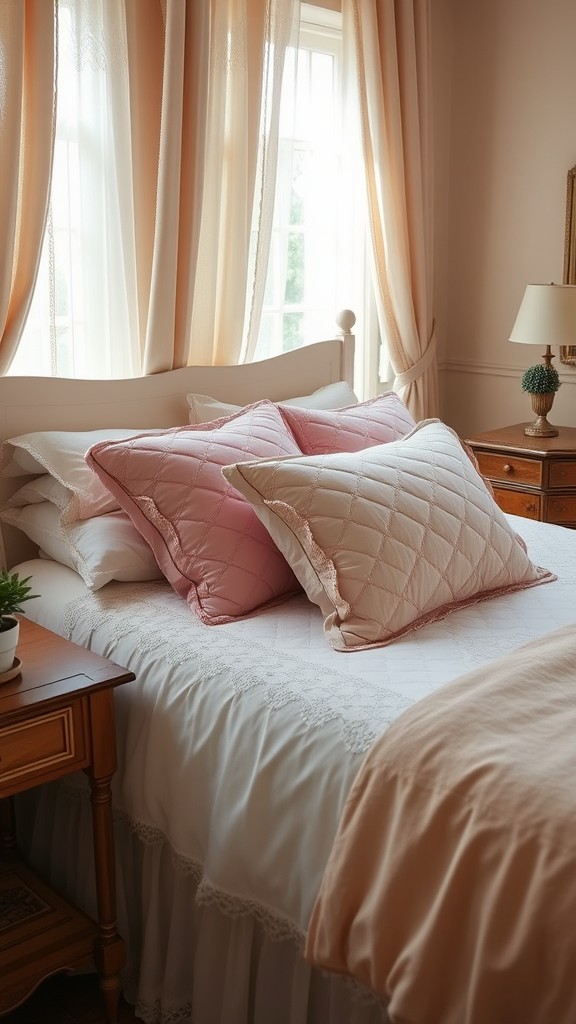 Quilted Dusty Pink Throw Pillows