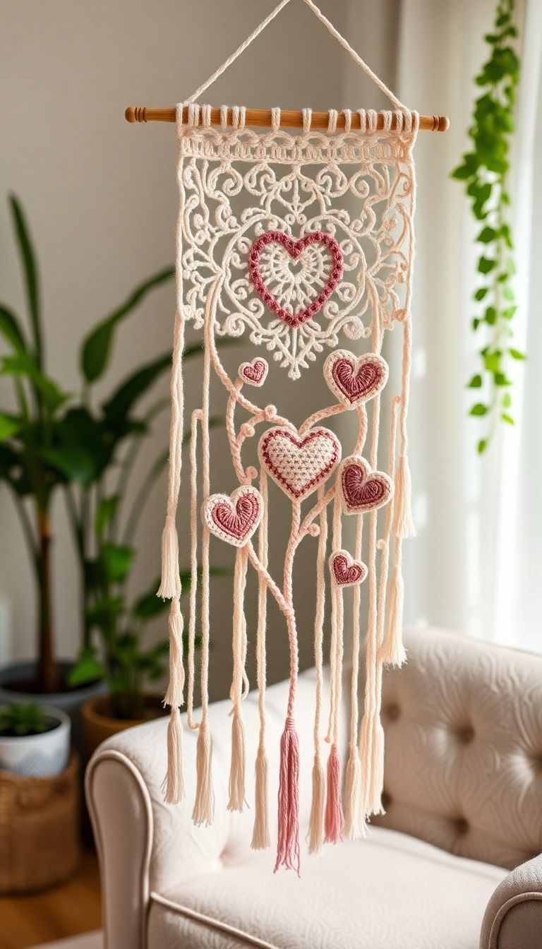 Romantic Crochet Wall Hanging